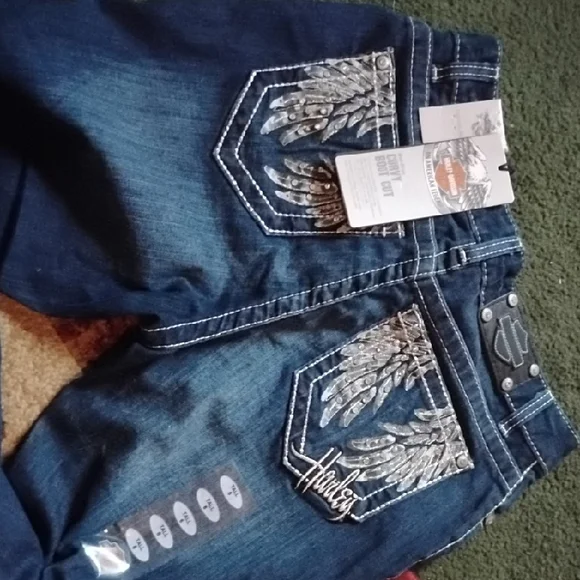 Harley-Davidson Dark Blue Jeans with Silver Embroidery - Picture 6 of 6